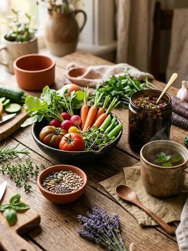 Ingrédients sains et herbes pour la nutrition hormonale
